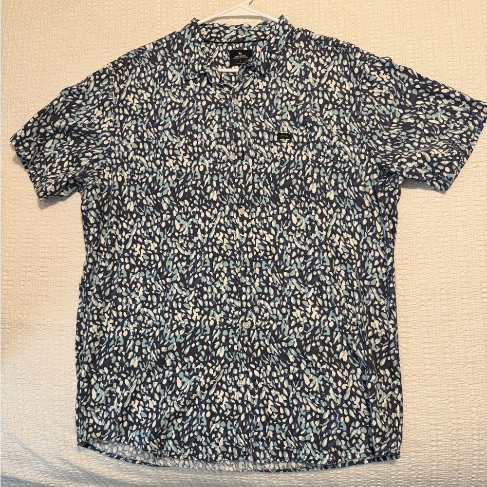 Rip Curl Blue and White Casual Button Down Shirt